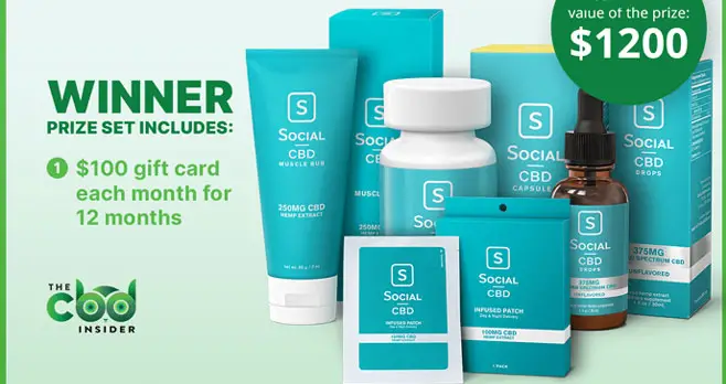 Do you want to win a year’s supply of CBD? Enter for your chance to be the one lucky winner to win a monthly gift card worth $100 for 12 months to be redeemed at SocialCBD.com for a total retail value of $1,200!