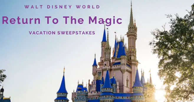 Enter for your chance to win a 6-night deluxe Walt Disney Resort Stay for 2020 or 2021. Enter the Return To The Magic Walt Disney World Vacation Sweepstakes and you could win a vacation dreams are made of.