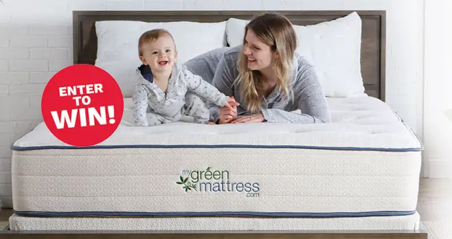 Enter for your chance to win your choice of organic mattress from My Green Mattress. All of of the My Green natural mattresses are covered with soft, GOTS-certified, organic cotton fabric. The organic cotton is handpicked to ensure its purity. The fabric is free from polyester fibers, pesticides and chemical flame retardants. It provides you with a soft, comfortable sleeping surface that is both safe and durable.