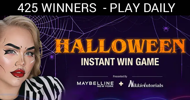 425 WINNERS! Enter for your chance to win Free cosmetics from Maybelline! #GiveawayAlert This Halloween season you could win the Maybelline products Nikkie Tutorials used to create her amazing Halloween inspired makeup looks. Plus, we threw in the chance for a little bling, too. Come back each day until Halloween for another chance to win.