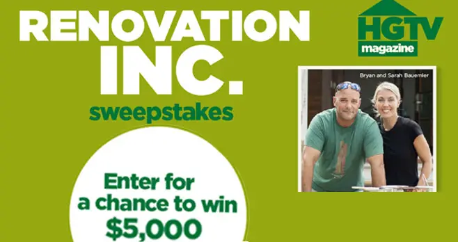 Enter for your chance to win $5,000 in cash from Magazine Renovation, Inc. and HGTV. Renovation, Inc. is the prequel series to Renovation Island which follows the Baeumlers through the trials and tribulations of the construction business while also navigation new roles.