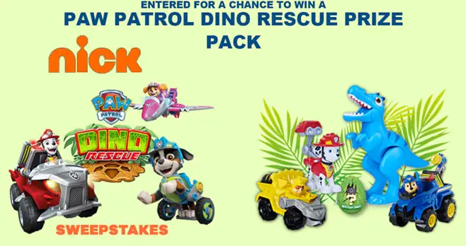 20 Winners will receive a a PAW Patrol Dino Rescue prize pack from Nick Jr.