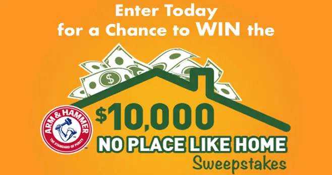 Enter for your chance to win $10,000 to use any way you choose when you enter the Arm & Hammer $10,000 No Place Like Home Sweepstakes. If you win you can add new décor or even a complete room makeover or even a mortgage payment.