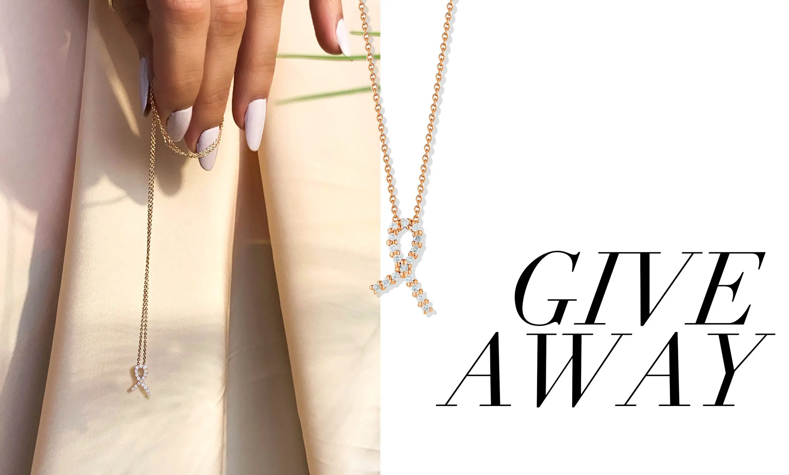 Enter for a chance to win a beautiful Roberto Coin Diamond Ribbon Necklace ($680 value) in your choice of 18k rose, yellow, or white gold in honor of Breast Cancer Awareness. 