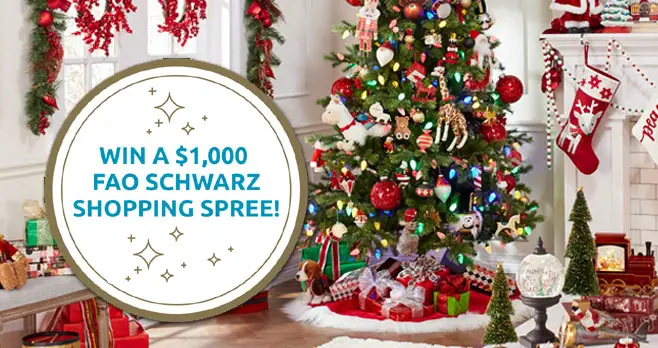 Enter for your chance to win a $1,000 FAO Schwarz shopping spree. Make a purchase from the FAO Schwarz Collection at a participating At Home store locations or enter online or by phone without purchase.