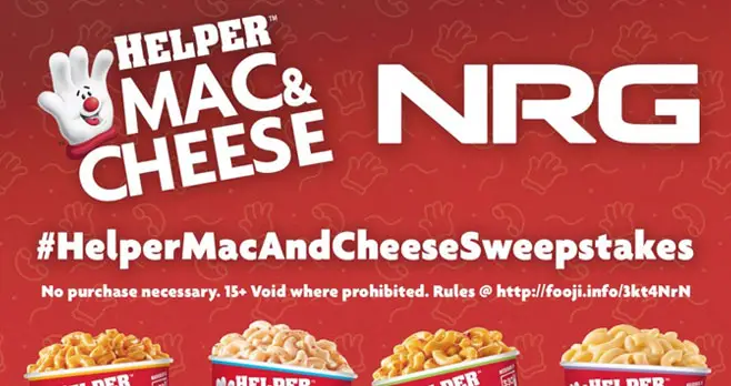 154 DAILY WINNERS! Enter for your chance to win a Hamburger Helper Mac and Cheese Cups Snack Kit Just follow @GoFooji and @NRGgg on Twitter and watch for their tweet for your chance to win #HelperMacAndCheeseSweepstakes