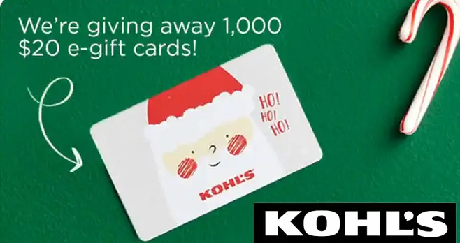Kohl's is giving away 1,000 $20 Kohl’s e-Gift Cards! To enter follow @Kohls and retweet the #KohlsBlackFridaySweepstakes giveaway tweet. Black Friday Deals are here! To celebrate, Kohl's is giving away 1,000 $20 e-gift cards to get you started .