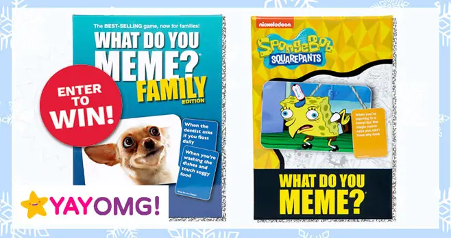 ONE lucky winner will receive a What Do You Meme? Family Prize Pack from YAYOMG! Game lovers, get excited, because the next prize pack in the Holly Jolly Giveaways series is perfect for slaying boredom and keeping you busy on blustery snow days! Ready to snag this seriously awesome prize pack? Grab your favorite adult and fill out the form