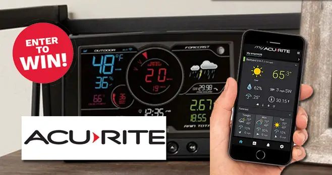 Enter for your chance to win AcuRite 5-in-1 Weather Station with Outdoor Mount Sensor valued at $169.99.