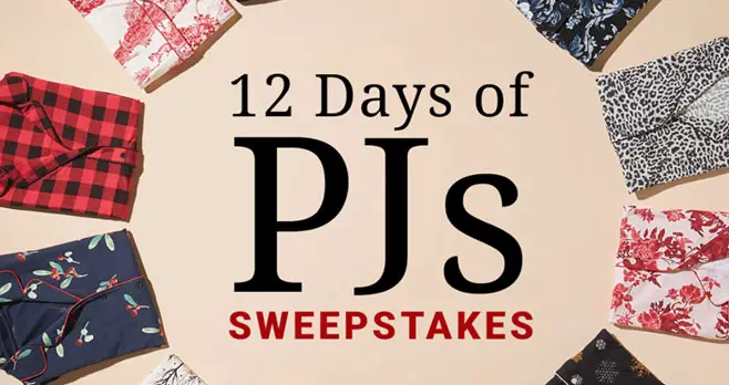Enter for your chance to win a pair of Soma PJ's. Three new winners will be chosen daily. t’s the most wonderful time of the year, and Soma® is here to bring the joy with beautiful pajamas to celebrate the season. From November 12-23, we're giving away a new pair of PJs daily to three winners.