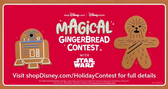 Share your Star Wars gingerbread creation on Instagram or Twitter with #shopDisneyContest and #shopDisneyGingerbread for a chance at a prize pack! Make sure you also follow @shopDisney