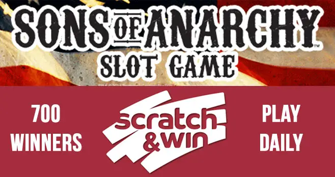 700 WINNERS! Play the Sons of Anarchy Instant Win Game daily for your chance to win Sons of Anarchy totes and t-shirts. Sons of Anarchy follows the lives of a close-knit outlaw motorcycle club operating in Charming, a fictional town in California's Central Valley.