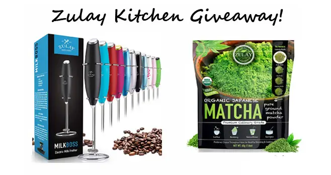 Enter for your chance to win an Electric Milk Frother and Organic Matcha Powder from Zulay Kitchen