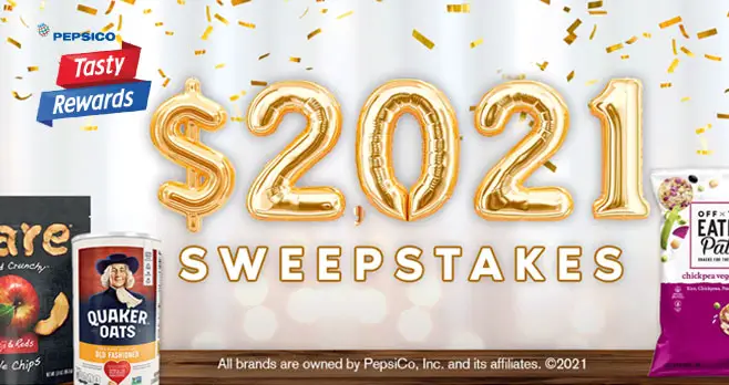 Enter for your chance to win $2,021,00 awarded in the form of a check. Enter the Pepsi Tasty Rewards $2,021 Sweepstakes for your chance to win.