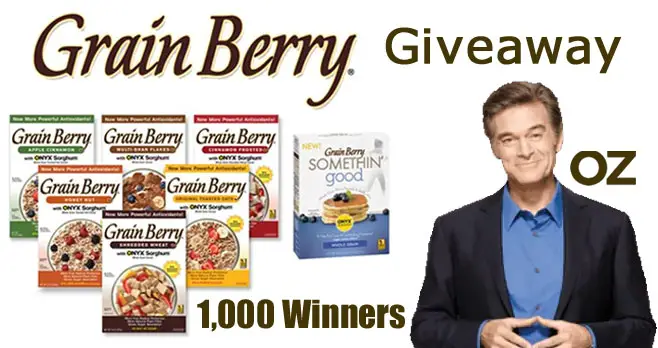1,000 WINNERS! Be one of the first 1,000 to fill out the form on January 19th to receive a Grain Berry coupon for a free product. Hosted Dr. Oz and Grain Berry. 
