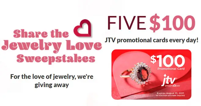 For the love of jewelry, JTV is giving away FIVE $100 gift cards every day! Five winners will be chosen each day through February 13 and will be announced on the JTV broadcast the next day.