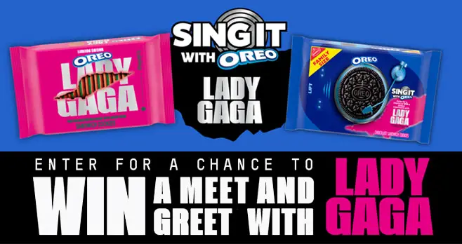Enter for your chance to win a meet and greet with #LadyGaga along with a VIP concert trip when you play the Sing it with @Oreo Instant Win Game. Play 82 other Chromatica prizes are up for grabs. For every entry received, OREO will make a $1 donation to the Born This Way Foundation up to $50,000.