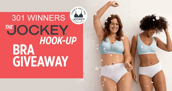 Enter for your chance to win a Free Jockey Bra. One grand prize winner will also win a $250 Jockey gift card and everyone who enters will receive a 30% off Jockey product coupon. Share with your friends to win the grand prize