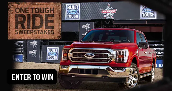 Enter for your chance to win the new 2021 Ford F-150 and a VIP trip for you and a guest to the World Finals in Las Vegas, including airfare and transportation.