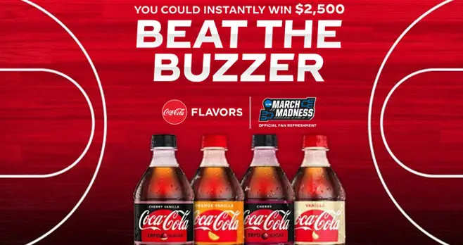 Play the Coca-Cola Beat the Buzzer Instant Win Game for your chance to WIN one of four flavorful Grand Prizes or instantly win $2,500 or other cash prizes!