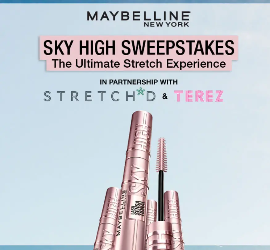 Enter for your chance to win a year's worth of Maybelline Sky High Mascara, a $500 Terez active wear shopping spree and more. Forty more winners will win a prize pack from Maybelline valued at over $100!