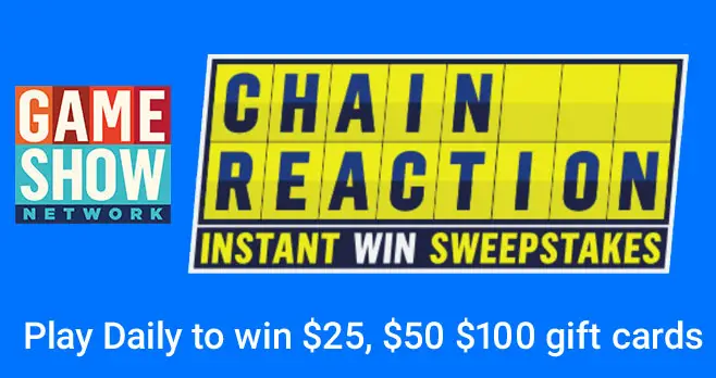 The Game Show Network (@gameshownetwork) launched a new instant win game today. Play daily for your chance to win $25, $50 or $100 gift cards. Everyday you get an entry into the grand prize drawing for a $500 gift card