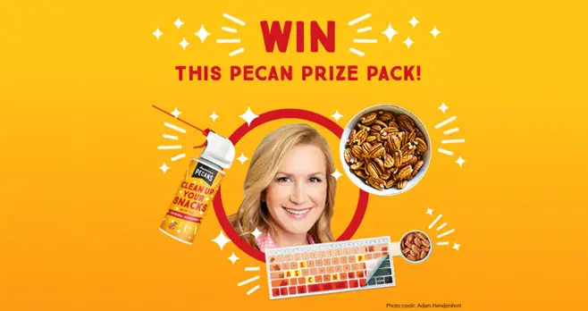 American Pecans is giving away a year’s supply of delicious pecan snacks, plus a snack-friendly keyboard cover and crumb-buster for your home office.