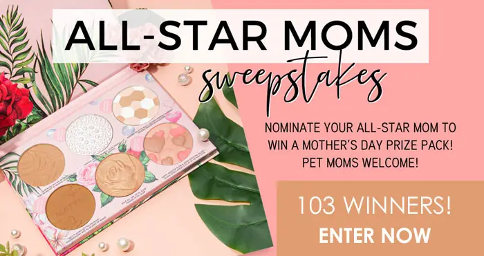 Enter for your chance to win 1 of 3 #MothersDay prize packs from Physicians Formula. Share a video on Instagram or TikTok nominating your All-Star Mom, a mother-like figure in your life, share a special Mother’s Day memory, or tell us why you love being a mom. Be sure to include #PFAllStarMoms in your caption!