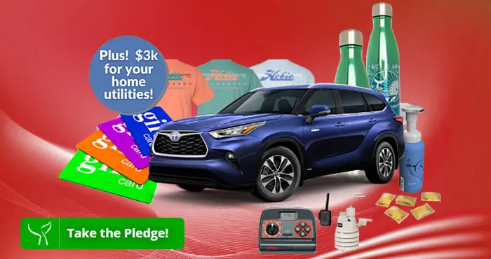 Do your part for Clean Water and a Healthy Ocean Plus, be entered to win 100s of prizes, including $3,000 for your Home Utilities -- and a Toyota Highlander Hybrid for a deserving charity in your town