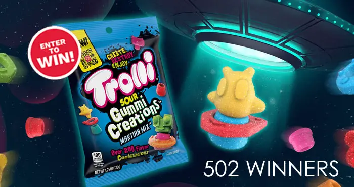 502 WINNERS! Enter for your chance to win an Free Trolli Sour Gummi Creations Martian Mix! One grand prize winners will win a lifetime supply of Trolli candy or a trip to Roswell, New Mexico