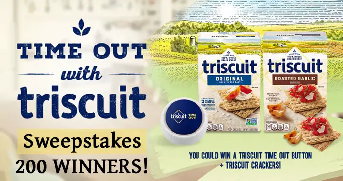 200 WINNERS! Enter for your chance to win Free Triscuits and a Triscuit Time Out button #TriscuitTimeOutSweepstakes Follow @Triscuit and share why you need a timeout for your chance to win