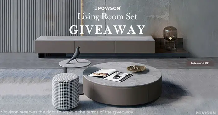 Enter for your chance to win a Povison Nazareo Coffee Table Set + Jodie Extendable TV Stand valued at $1,500. The Povison coffee table features large storing space to store various items. The tabletop is made of hard, durable and highly absorbent marble.