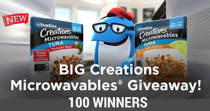 100 WINNERS! Enter for your chance to win a variety pack of StarKist Creations Microwavable products. If you love StarKist Creations, you'll love their NEW StarKist Creations Microwavables pouches filled with hearty grains, vegetables and delicious flavor varieties!