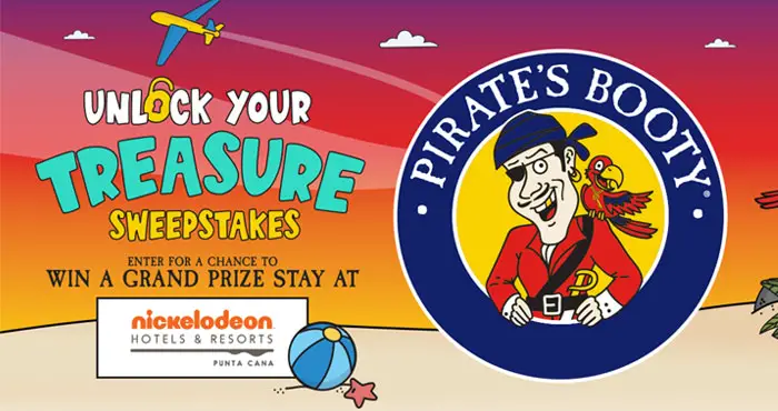 Enter for your chance to win a tropical vacation for the whole family or other great prizes from Pirate's Booty. Found a key in your bag? Enter your code for a chance to win!