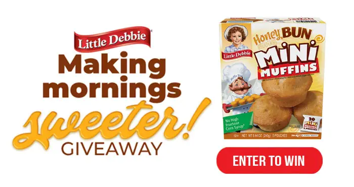 Enter for your chance to win a free case of NEW Little Debbie Honey Bun Mini Muffins.