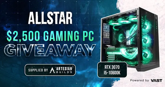 Allstar is excited to announce this $2,500 RTX 3070 Gaming PC giveaway ending Sept 3rd, at 11:59 pm pst. One winner will be drawn and notified via email to claim their prize and be announced on Twitter. No purchase is necessary to enter or win.