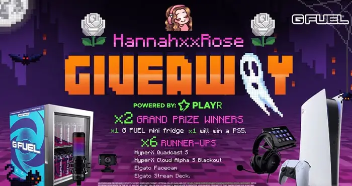 Enter for your chance to win a #GFUEL Mini Fridge, PS5,  plus G FUEL tubs/shakers by entering the @GFuelEnergy @Hannahxxrose Spooky Giveaway G FUEL is a Natural Energy Drink Formula created by Gamma Labs.