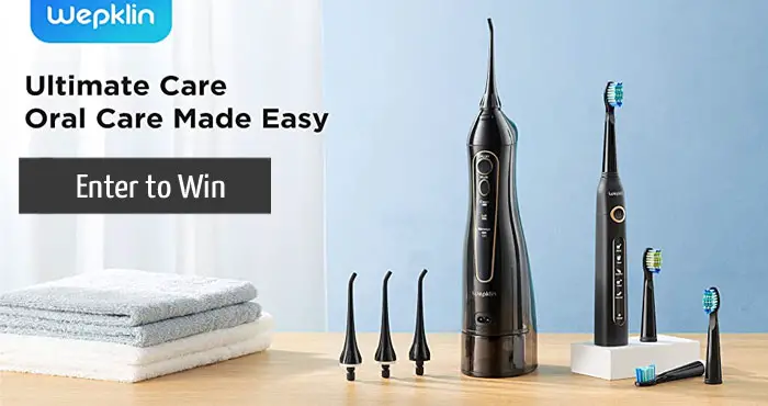 Enter for your chance to win a Wepklin water flosser. Wepklin electric water flosser removes 99.99% food residue hidden deep, massage the gum effectively and promoting blood circulation. Also helpful for bleeding gums, bad breath, beneficial for brace and bridge care.