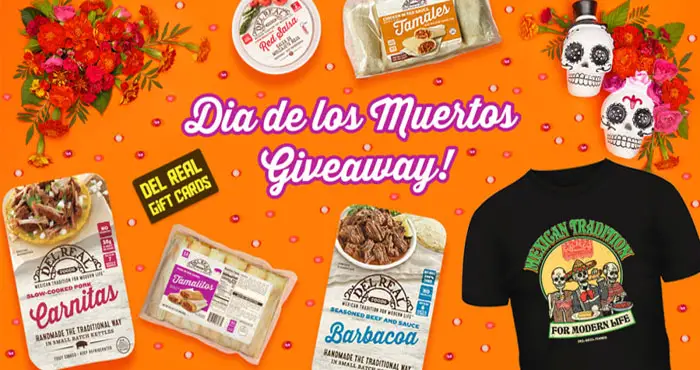 Del Real Foods is giving away one of three amazing prize packages as part of their #DiadelosMuertos Giveaway! Get everything you need for an unforgettable celebration including a $1000 Del Real Foods online gift card grand prize and our Dia de los Muertos Bundle that's full of delicious items perfect for Ofrend-ready recipes