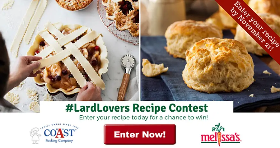 Think your recipe has what it takes to win? Do you have a favorite recipe that uses lard? Perhaps for a pie crust that people can't stop raving about? Or a special bread or cookie recipe that friends swear by. Submit it by November 21st for your chance to win a KitchenAid® Artisan Stand Mixer or other great prizes rom Coast Packing