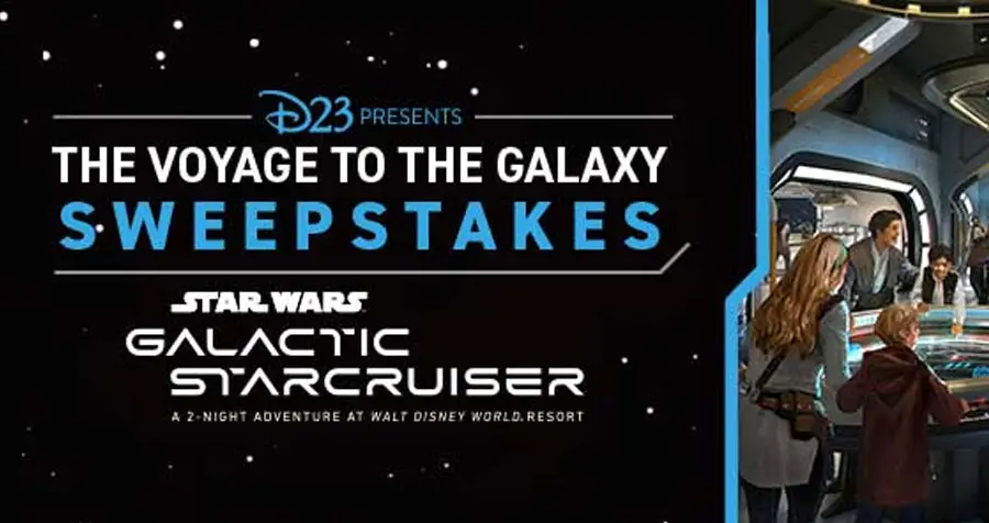 Enter for your chance to win a trip for four to Walt Disney World Resort including a two night adventure aboard Star Wars: Galactic Starcruiser. This grand prize is valued at over $10,000.