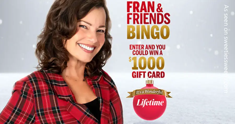 There will be six individual It’s A Wonderful Lifetime “Bingo” Giveaways that give you the chance to win cash prizes. Each Giveaway corresponds to a specific holiday-themed movie being broadcast on the Lifetime TV. #ItsAWonderfulLifetime #FranAndFriendsBingo