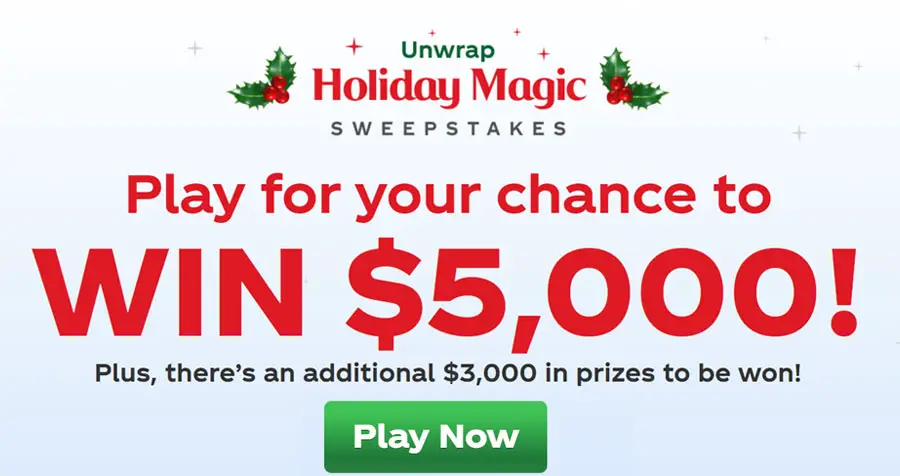 FREE GAME CODES! Enter the Coca-Cola Unwrap Holiday Magic Sweepstakes for your chance to win $5,000 in cash PLUS there are an additional $4,000 in prizes to be won! Bonus entries are available plus FREE game codes.