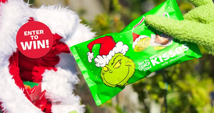 HERSHEY'S KISSES have helped the Grinch's heart grow three sizes! Reply with #GrinchKisses #Sweepstakes and the Grinch may just gift you FREE bags of his new favorite treat!