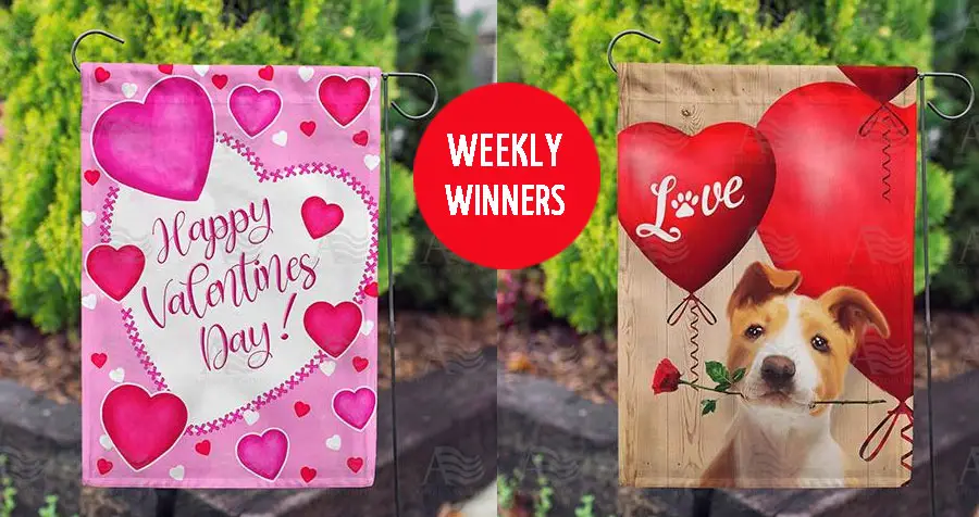 Enter for your chance to win a Valentine's Day flag for your yard or garden. Each winner will choose a Valentine's Day garden flag from selection for their prize. Four winners will be drawn every Wednesday for a total of 12 winners