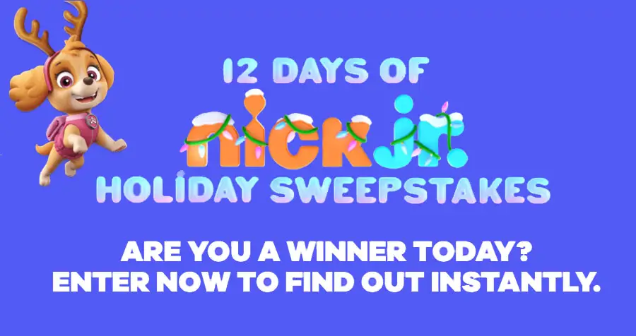 12 days of prizes, 12 chances to win. Play the 12 Days of Nick Jr. Holiday Instant Win Game daily for your chance to win toys from Melisa & Doug, Nintendo, Fisher-Price, JoJo Siwa, Blue's Clues &You, Peppa Pig and more.