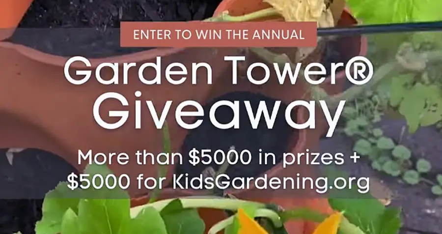 Enter the Grow Your Own Organics Garden Tower Giveaway for your chance to win over $5,000 in prizes + $5,000 to Youth Garden Grants. Enter to win one of 10 Garden Towers, Organic Veggie Seeds and more.