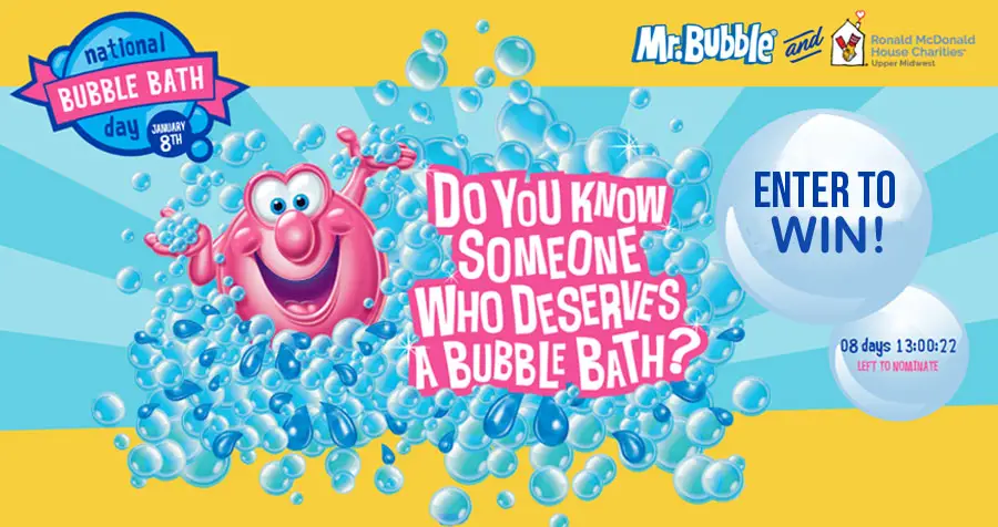 Mr. Bubble National Bubble Bath Day Sweepstakes