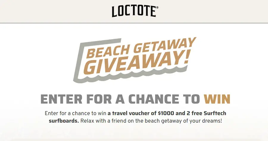 Enter for a chance to win a $1,000 travel voucher and 2 free Surftech surfboards from Loctote. Relax with a friend on the beach getaway of your dreams! #giveawayaert
