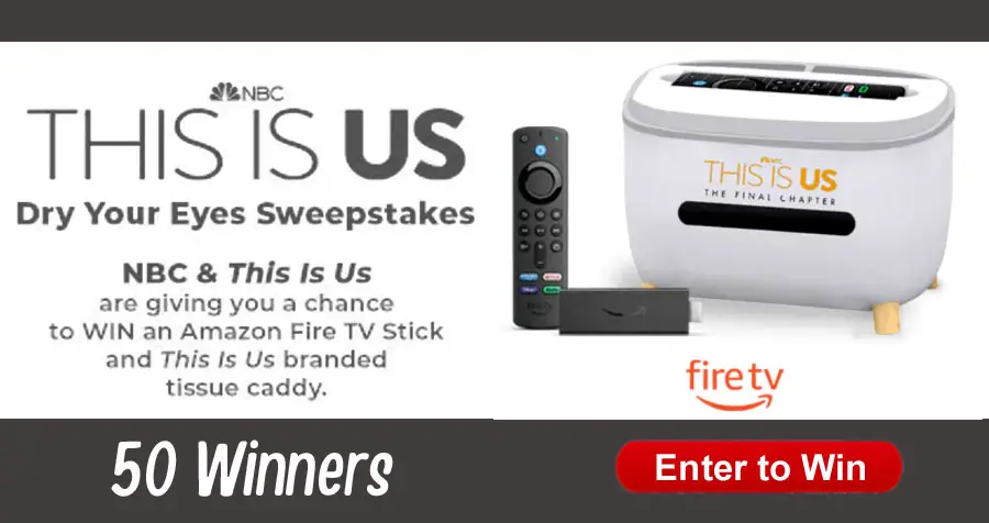 NBC and "This Is Us" are giving you a chance to WIN an #Amazon Fire TV stick and a "This Is Us" branded tissue caddy. Create a profile on NBC Universal and enter daily for your chance to win